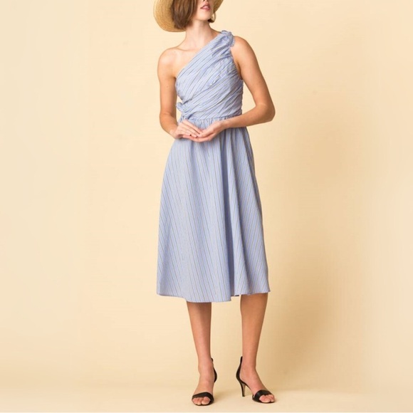 A.L.C. Striped One Shoulder Midi Dress - Picture 1 of 10